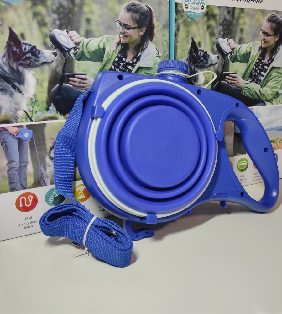 Correa retráctil para perros con cuenco plegable